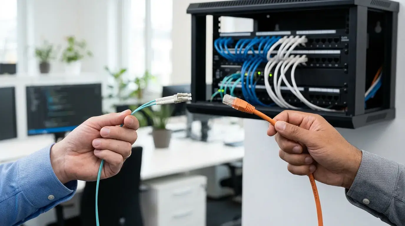 Comparison of fiber optic and copper cabling for office network infrastructure